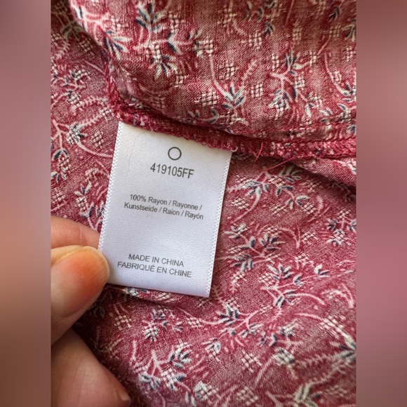 Dolan Boho Red Floral Long Sleeve Blouse with Embroidery & Tassel Ties - Picture 5 of 6